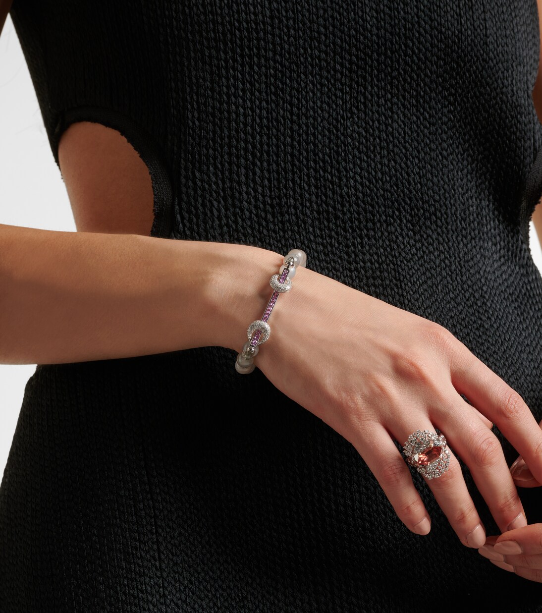 Bracciale Chakra in oro bianco 18kt con diamant e pietre preziose | Ananya