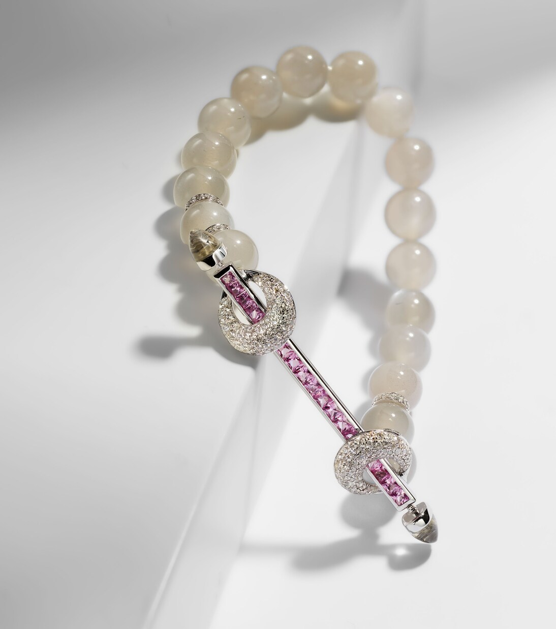 Bracciale Chakra in oro bianco 18kt con diamant e pietre preziose | Ananya