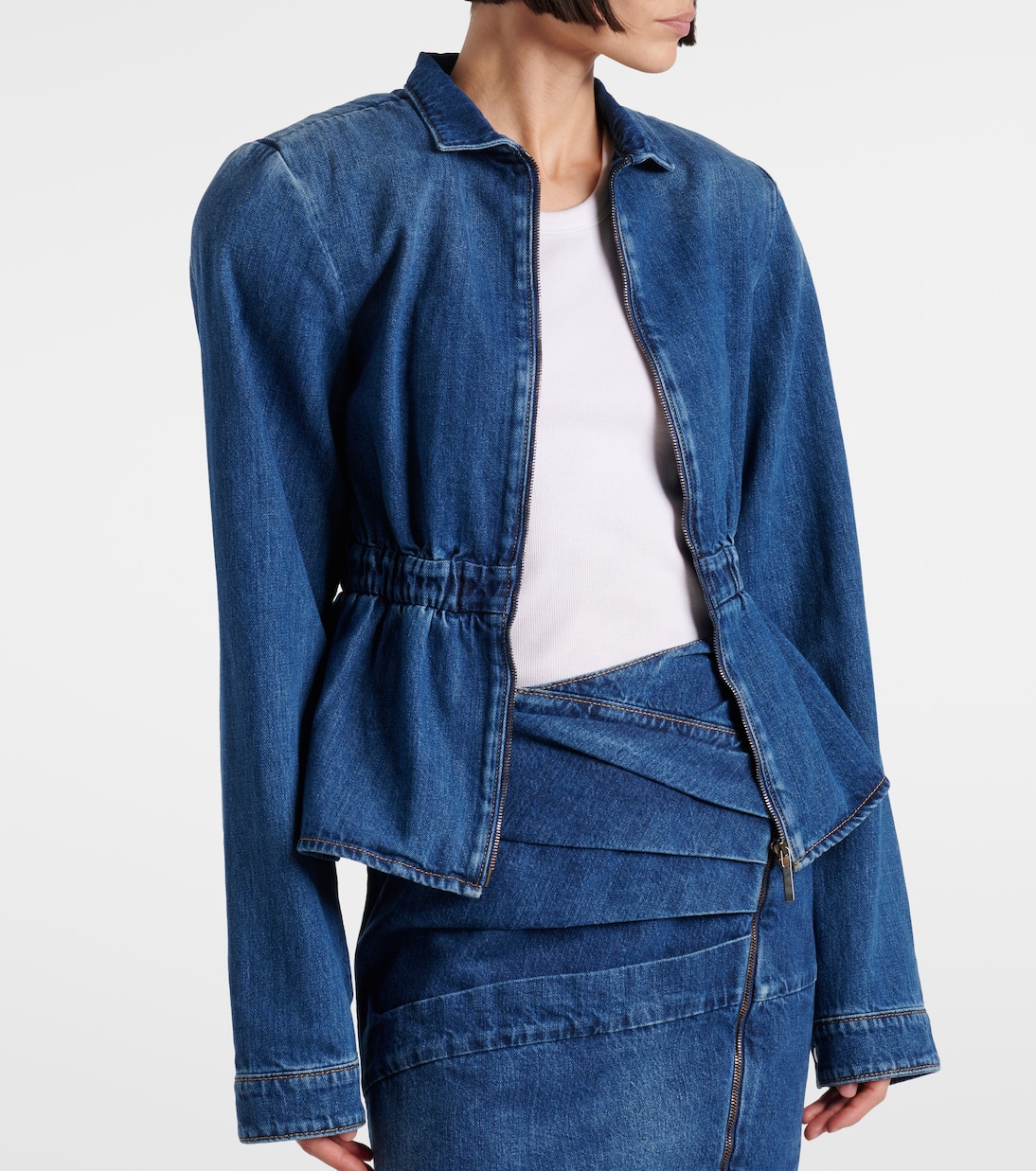 Chaqueta de denim fruncida | Nensi Dojaka