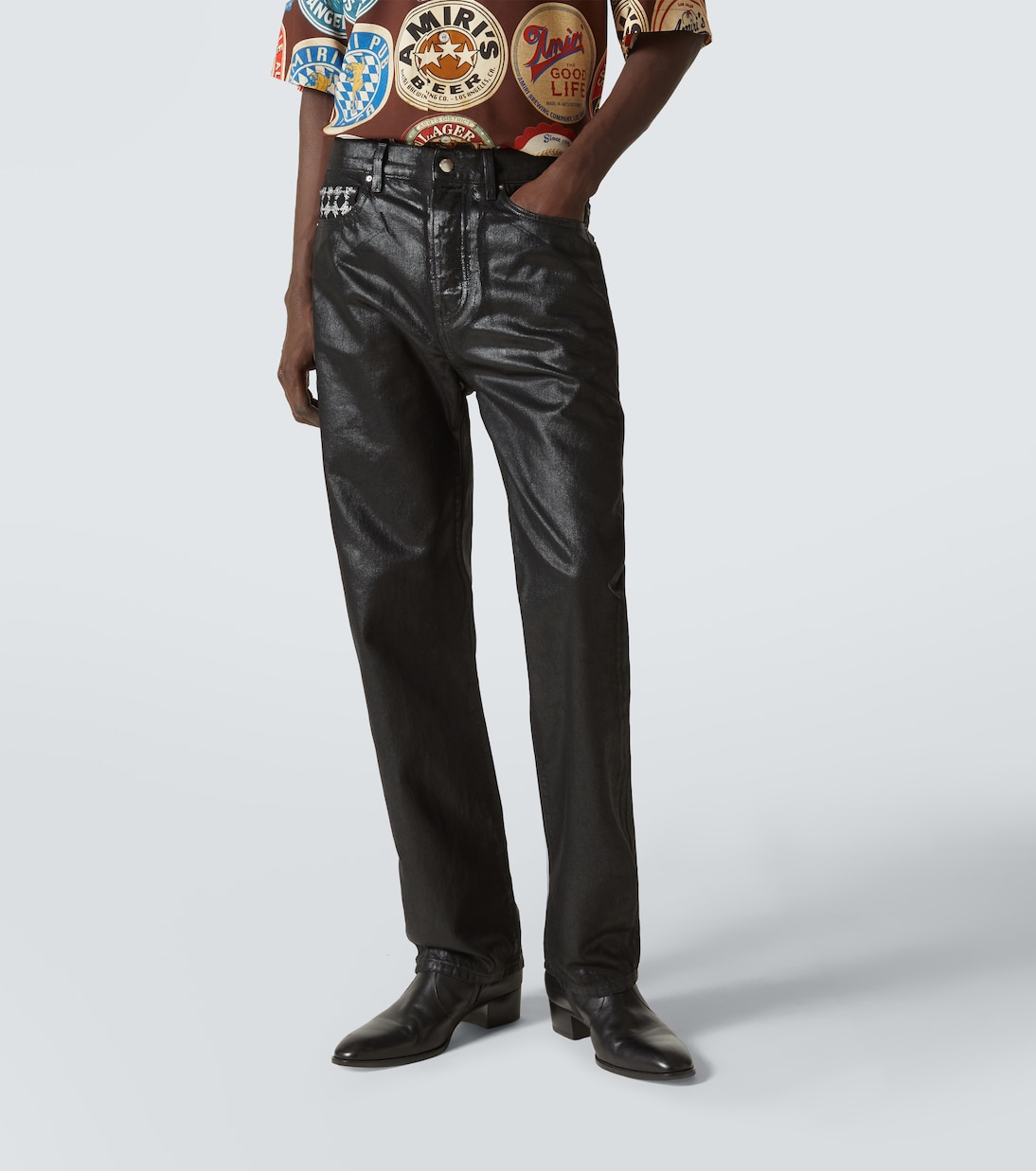 Jeans rectos Ma Quad Cuff de algodón revestido | Amiri