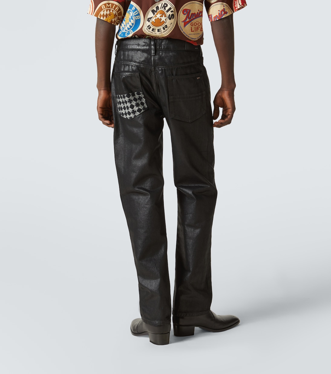 Jeans rectos Ma Quad Cuff de algodón revestido | Amiri