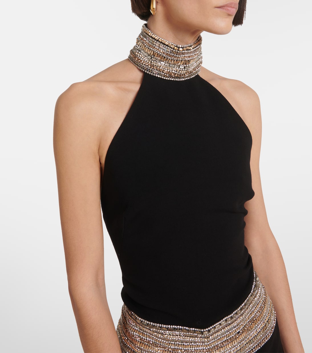 Abito lungo in cady con cristalli | Elie Saab