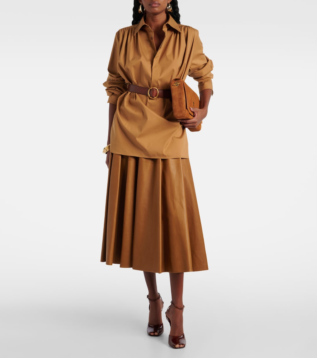 High-Rise-Midirock aus Leder | Saint Laurent