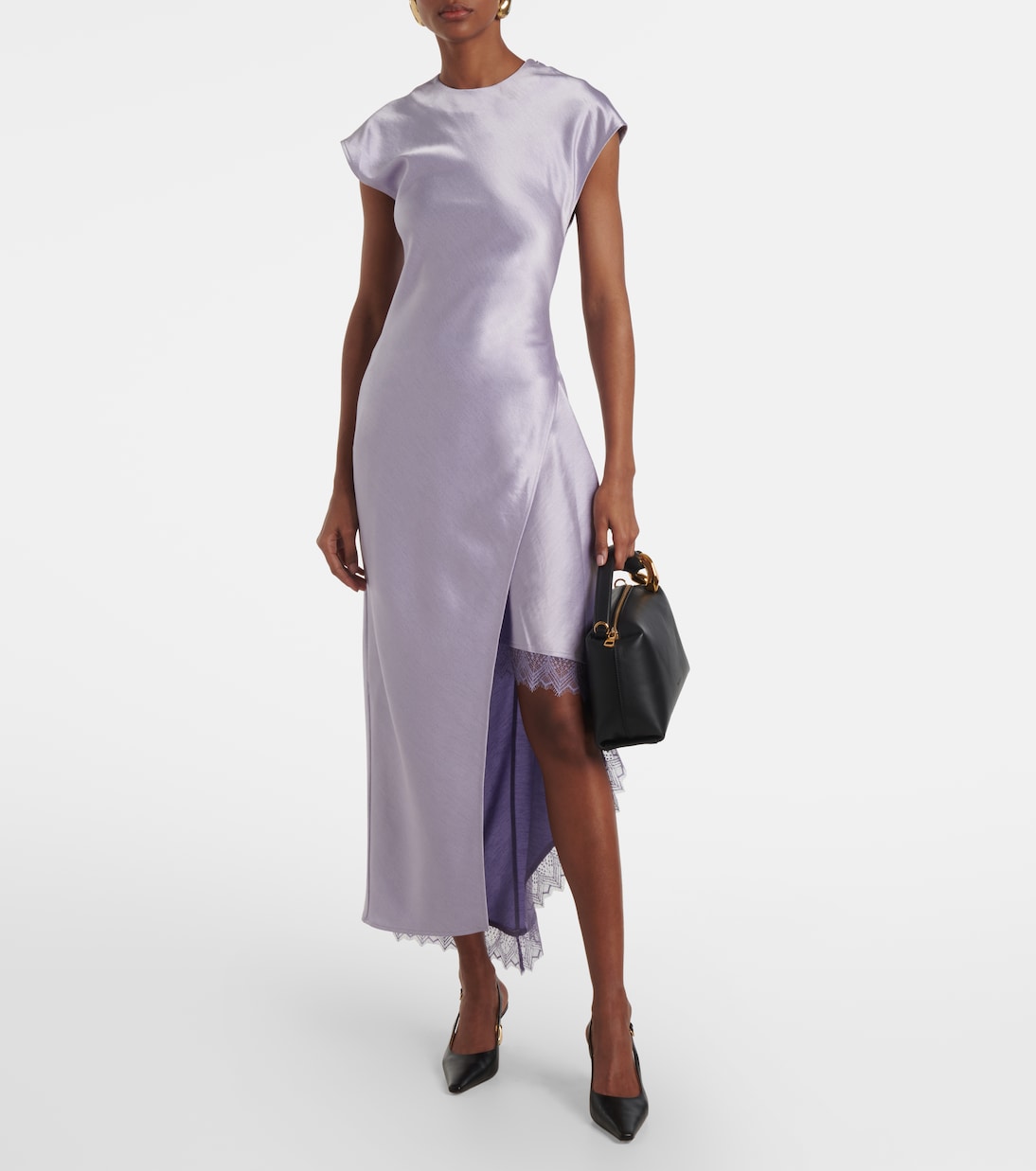 Abito midi in raso e pizzo | JW Anderson