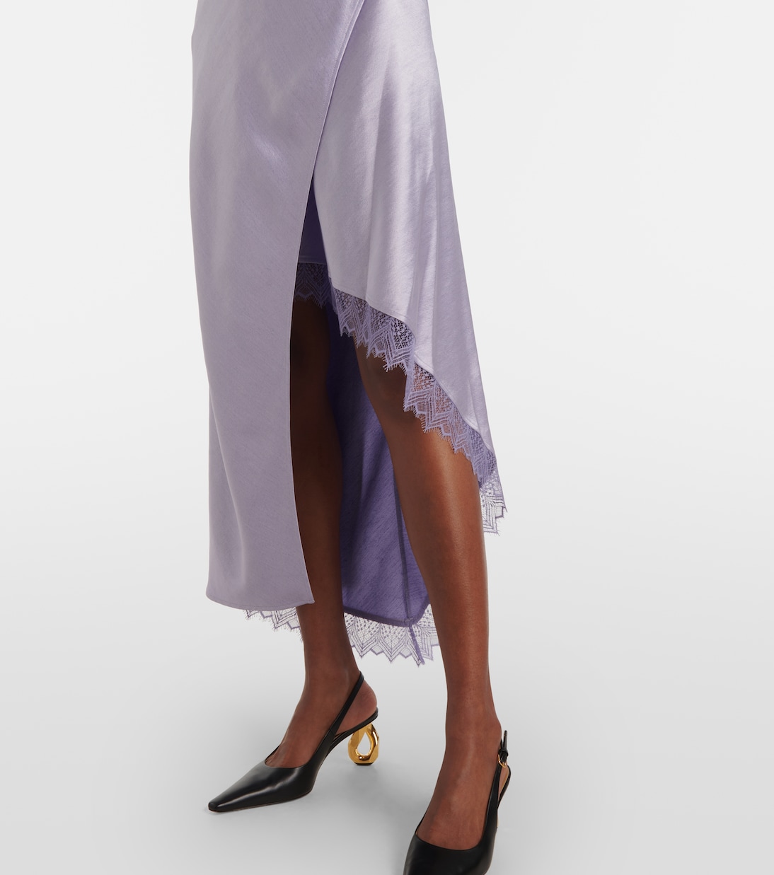 Abito midi in raso e pizzo | JW Anderson