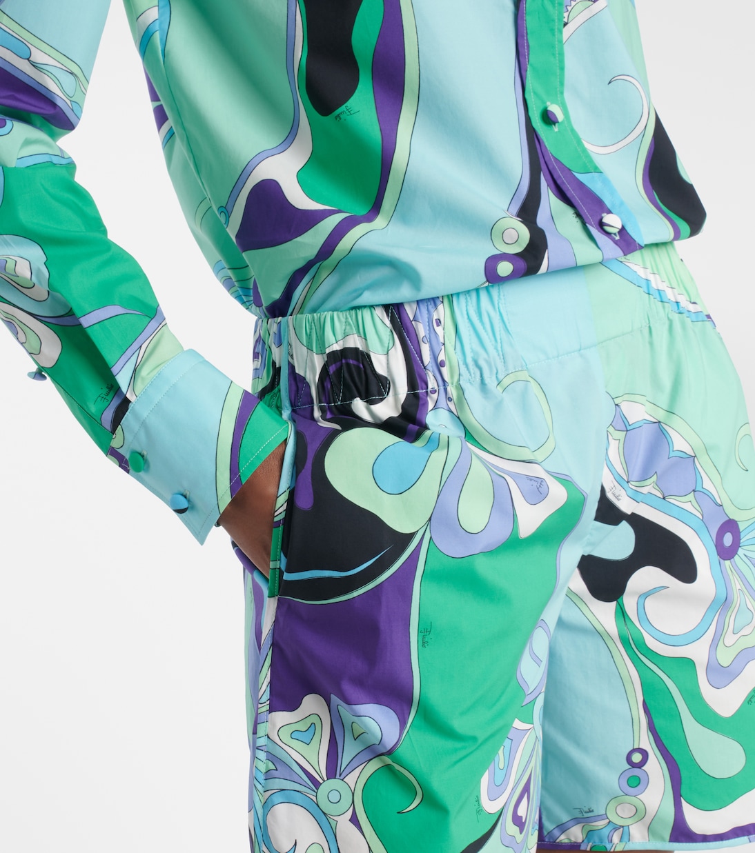 Orchidee printed cotton high-rise shorts | Pucci