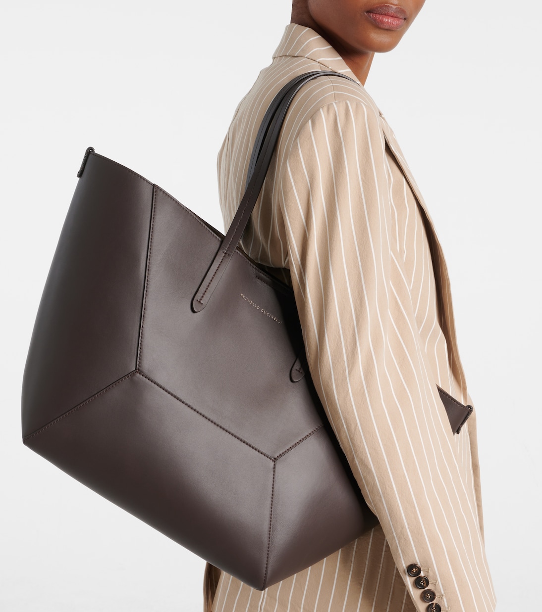 Borsa BC Duo in pelle con monili | Brunello Cucinelli
