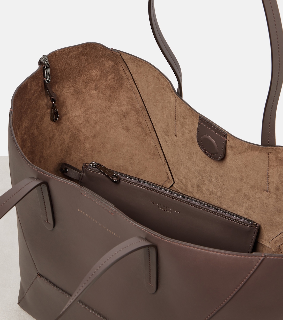 Borsa BC Duo in pelle con monili | Brunello Cucinelli