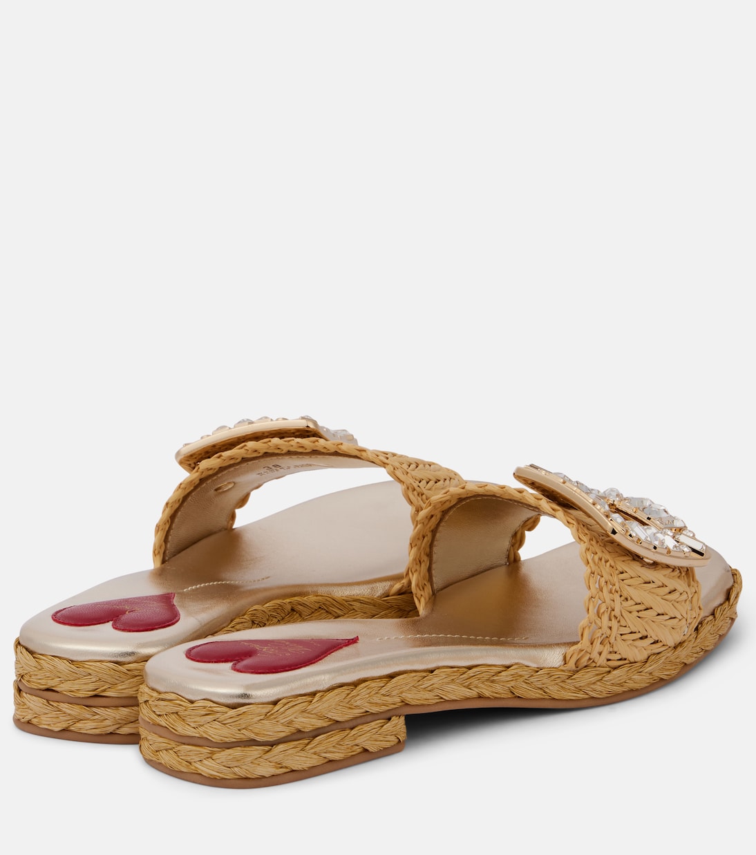 Mules en raphia à cristaux | Roger Vivier