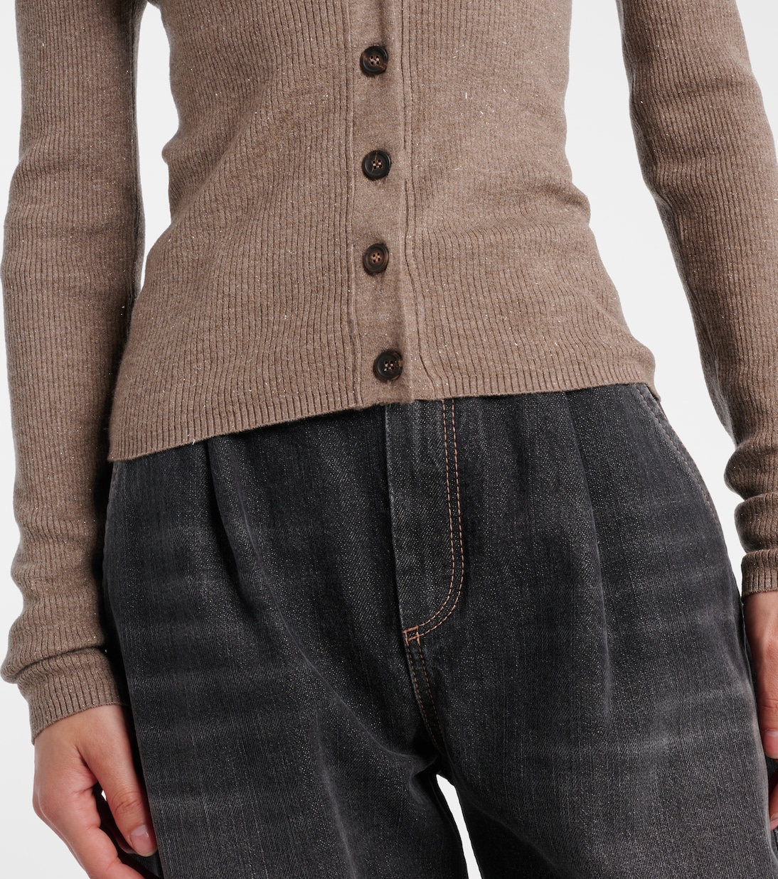 Cardigan in maglia a coste  | Brunello Cucinelli