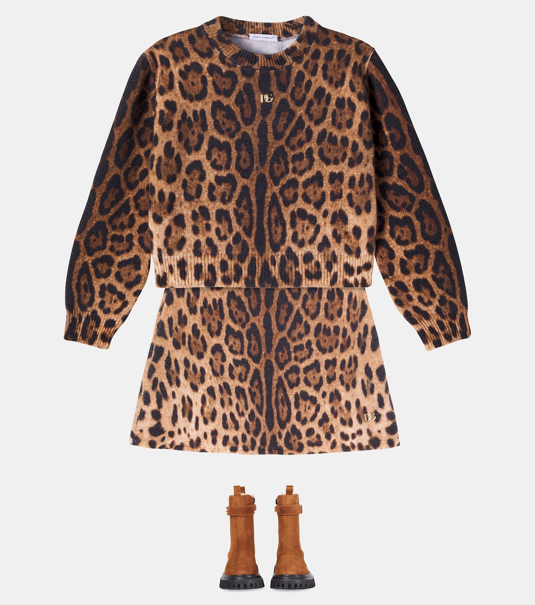 Stiefel DG aus Veloursleder mit Shearling | Dolce&Gabbana Kids