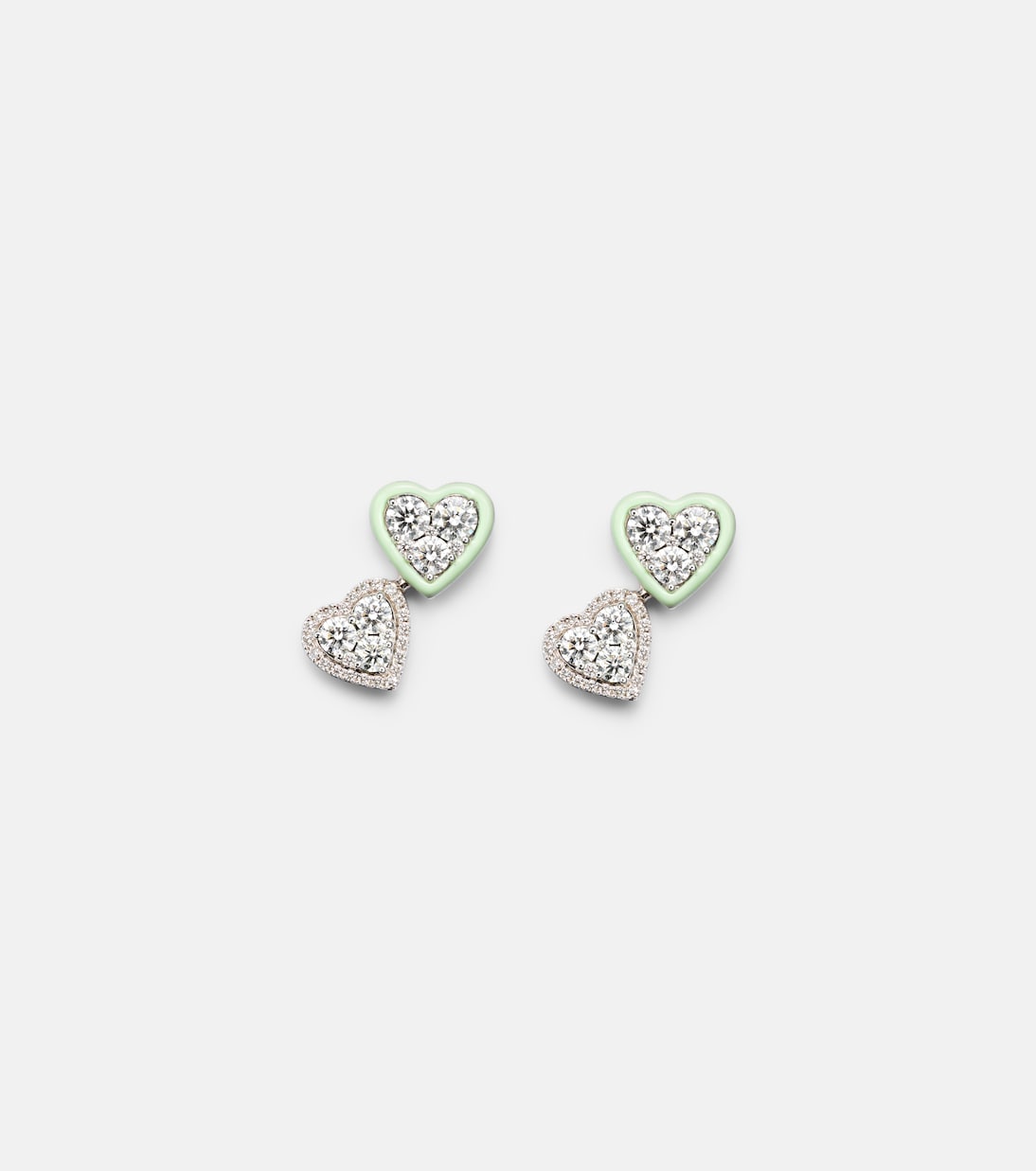 Boucles d’oreilles en or blanc 18 ct, émail et diamants | Kamyen