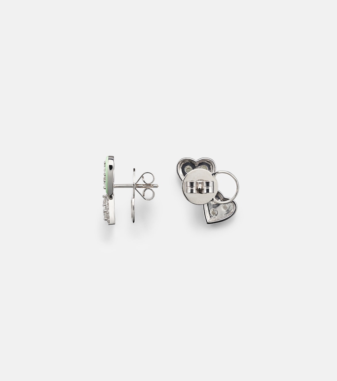 Boucles d’oreilles en or blanc 18 ct, émail et diamants | Kamyen