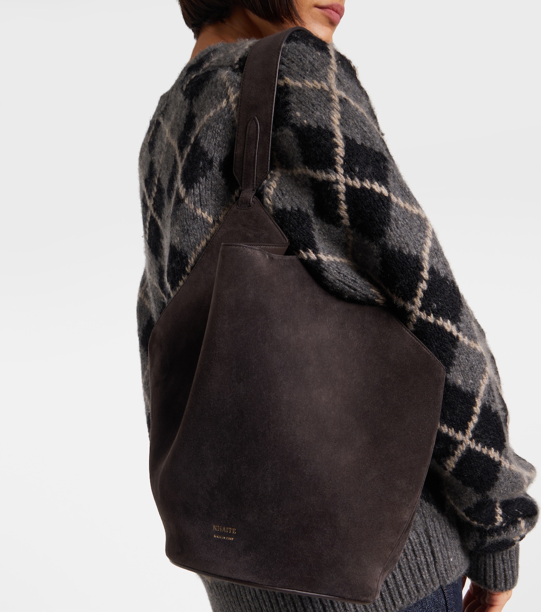 Bucket Bag Lotus Small aus Veloursleder | Khaite