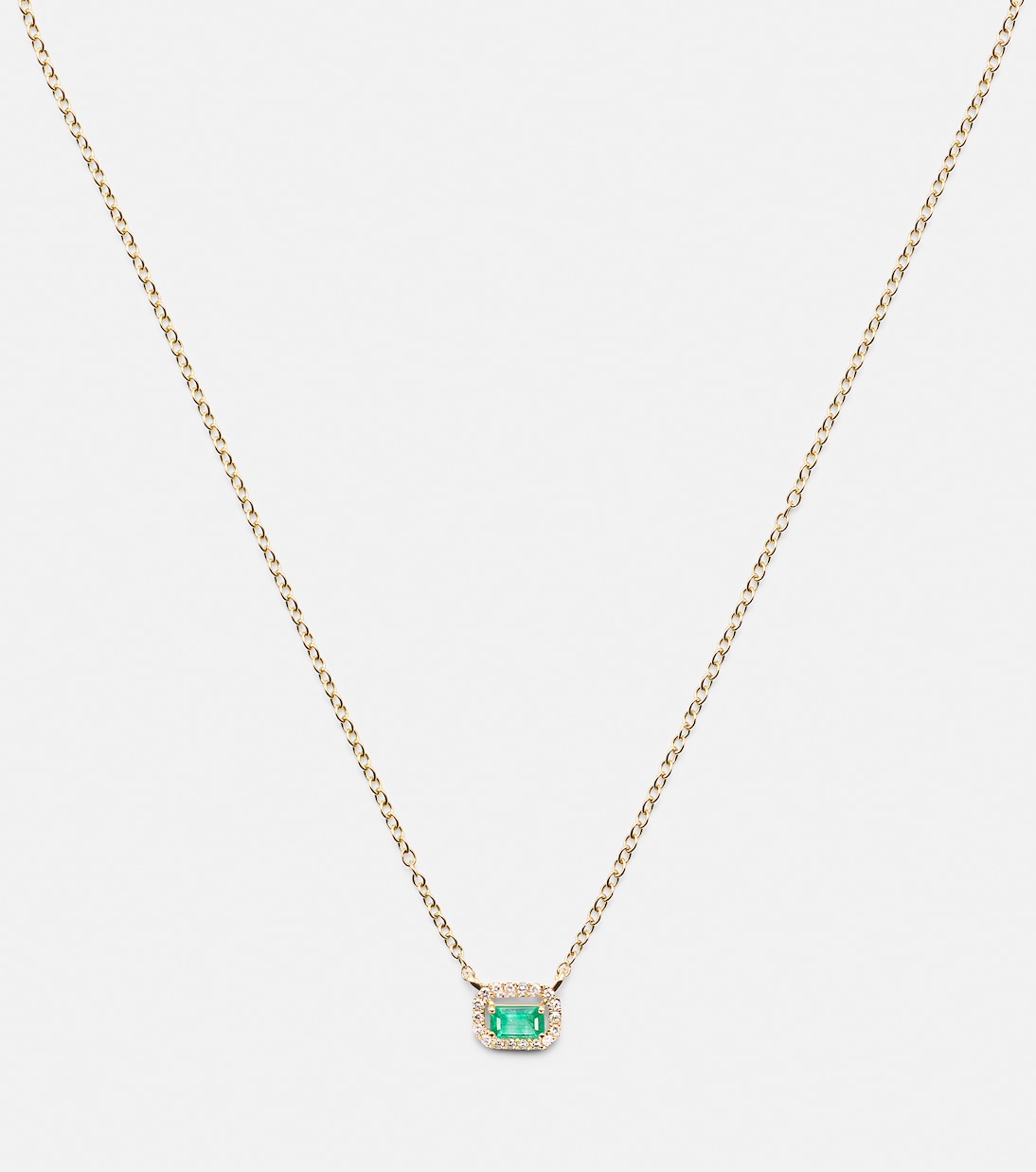 18kt gold pendant necklace with emerald and diamonds | Shay Jewelry