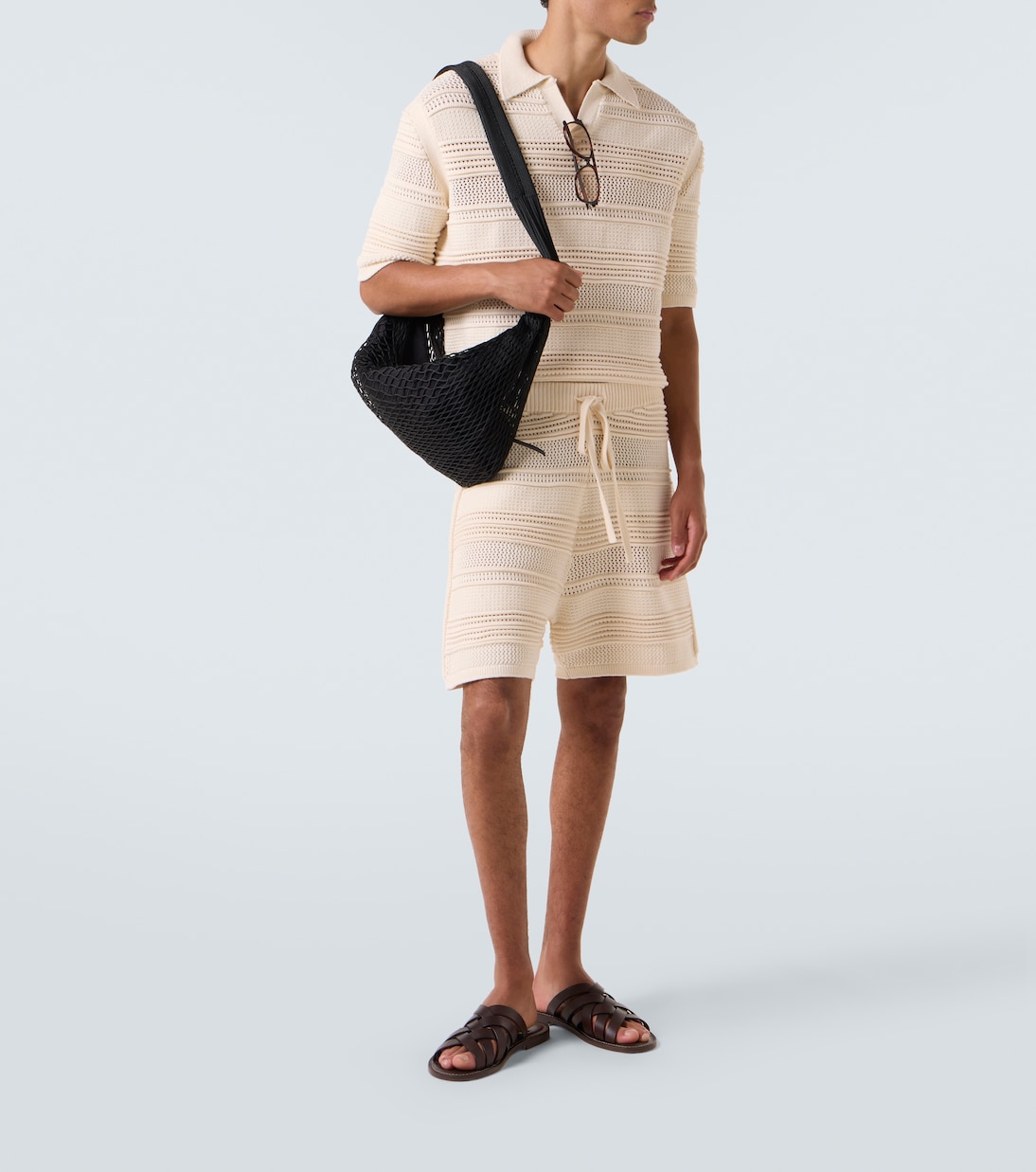 Crochet cotton-blend shorts | Commas