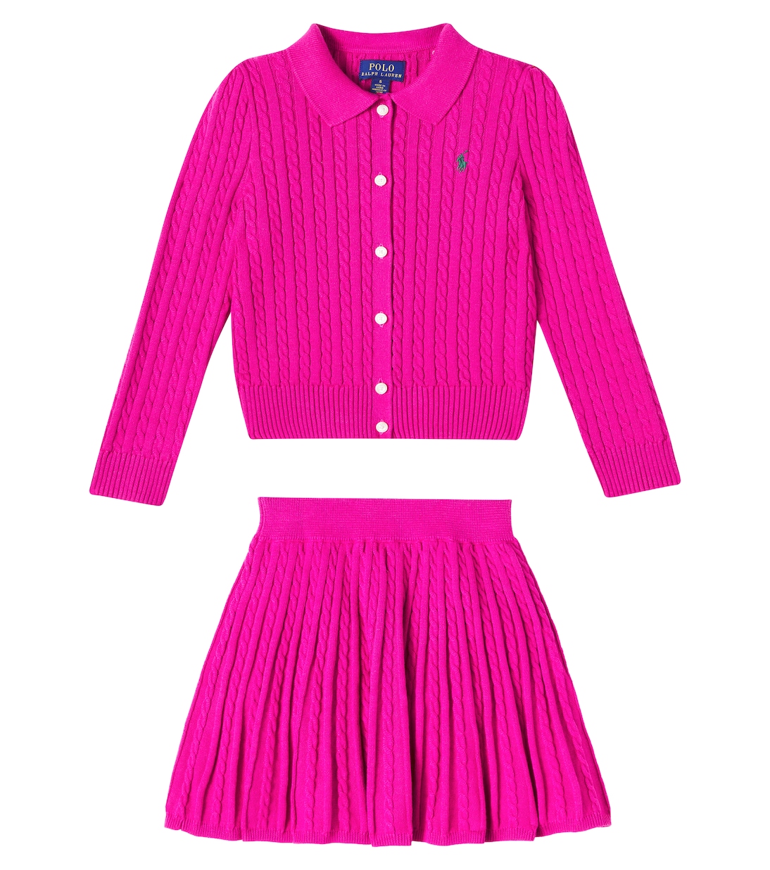 Cable-knit cotton cardigan and skirt set | Polo Ralph Lauren Kids