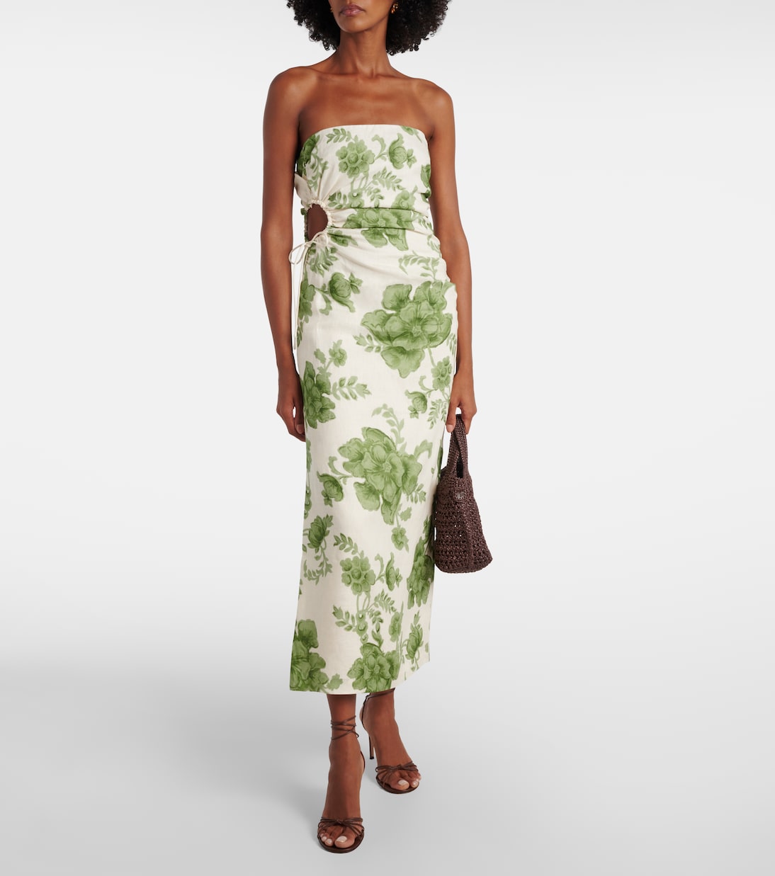 Gardella cutout floral linen midi dress | SIR