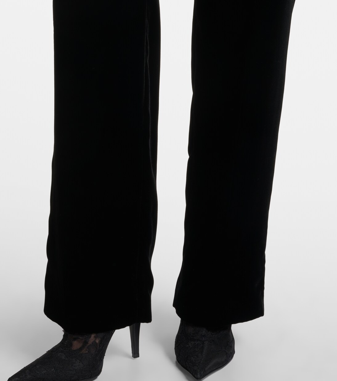 Pantalones rectos de terciopelo de tiro bajo | McQueen