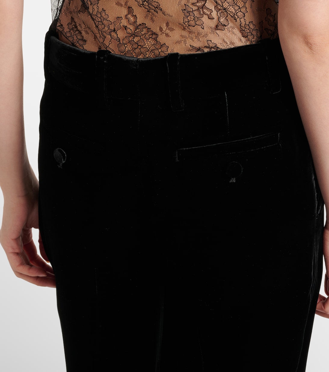 Pantalones rectos de terciopelo de tiro bajo | McQueen