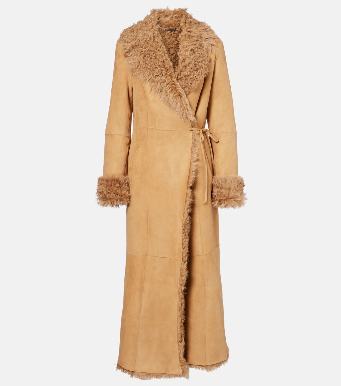 Joni shearling-lined suede wrap coat | Nour Hammour