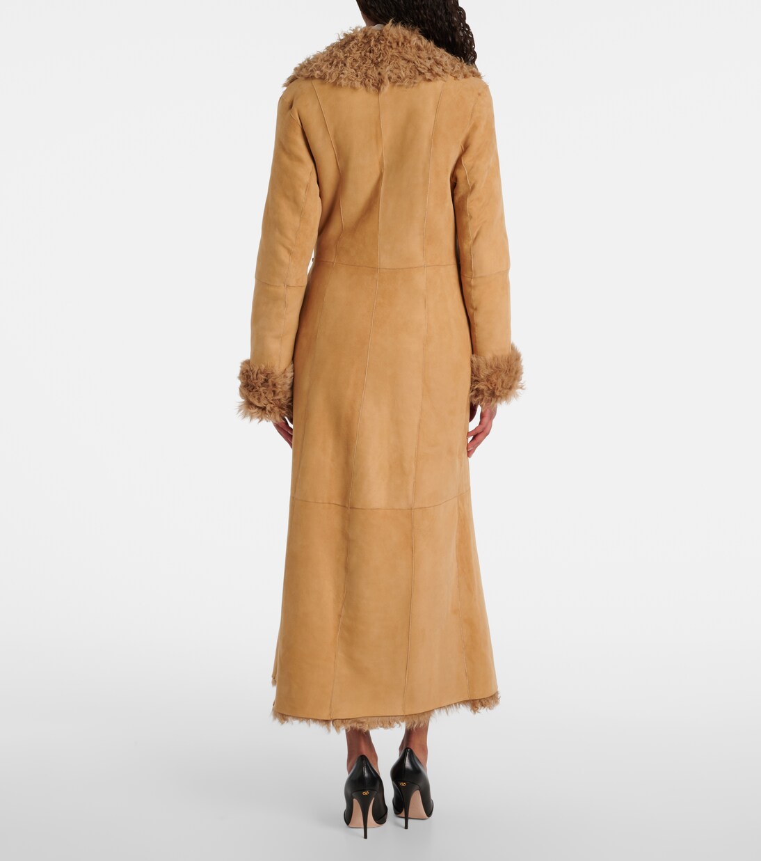 Joni shearling-lined suede wrap coat | Nour Hammour