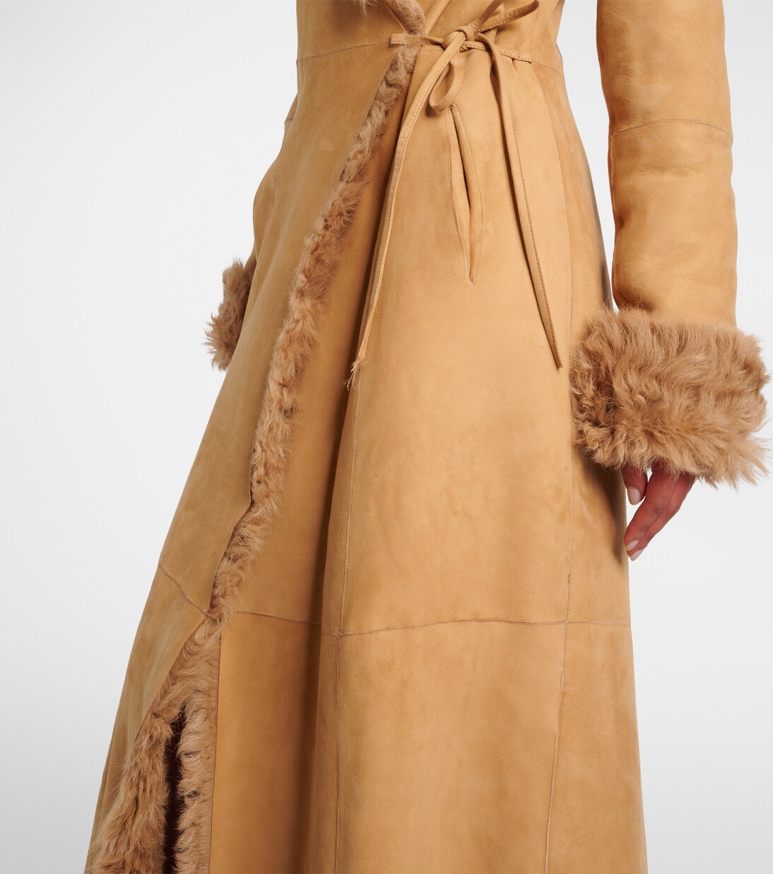 Joni shearling-lined suede wrap coat | Nour Hammour