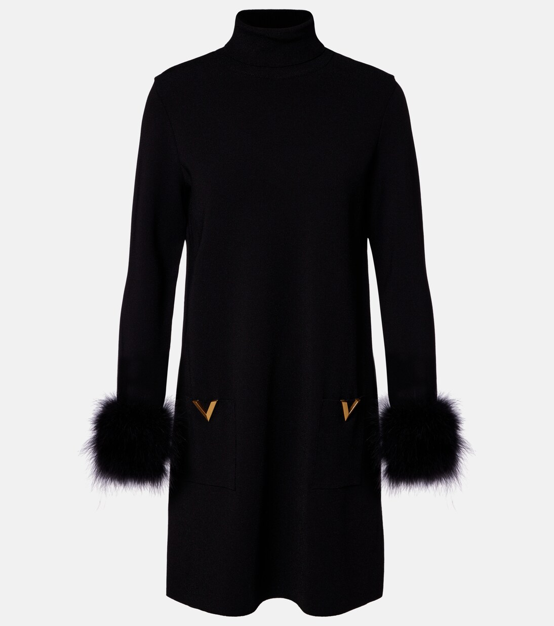 Vestido corto VLogo con plumas | Valentino