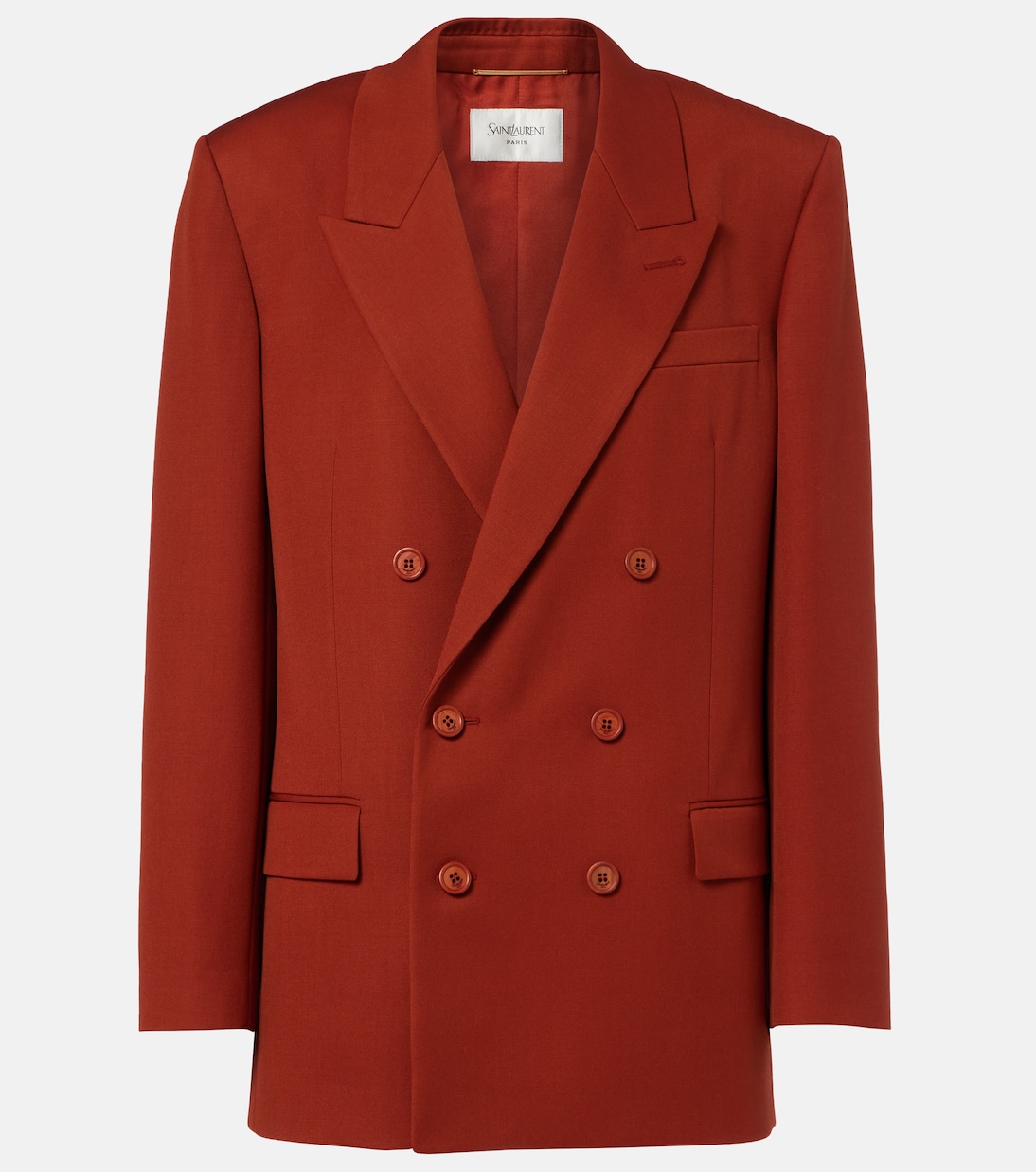 Blazer cruzado de gabardina de lana | Saint Laurent