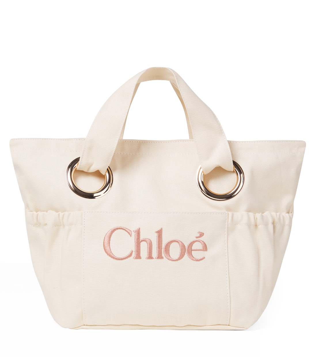Logo leather-trimmed canvas basket bag | Chloé Kids