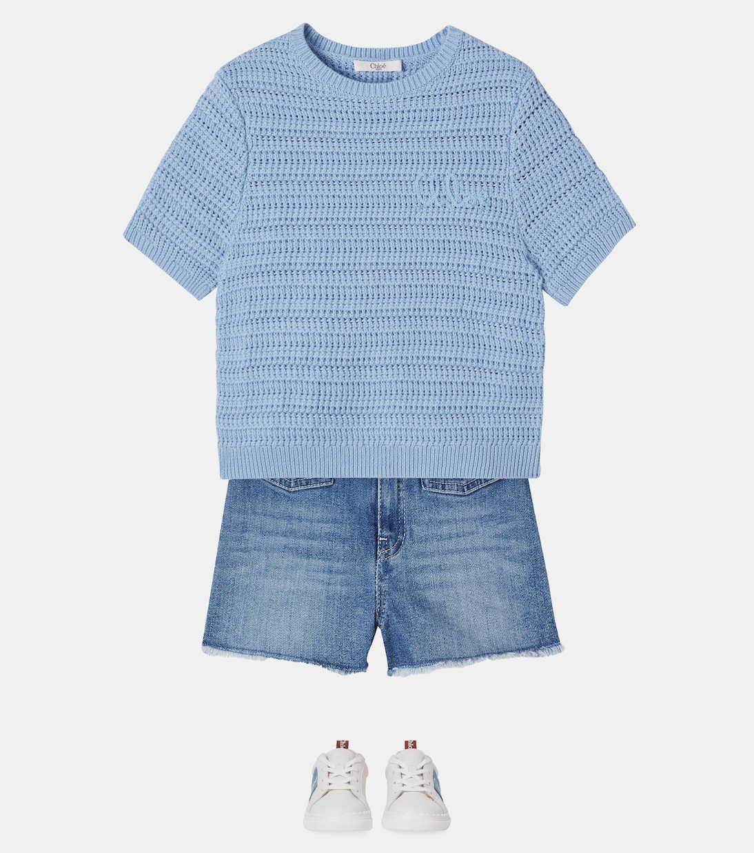 Logo leather-trimmed canvas basket bag | Chloé Kids