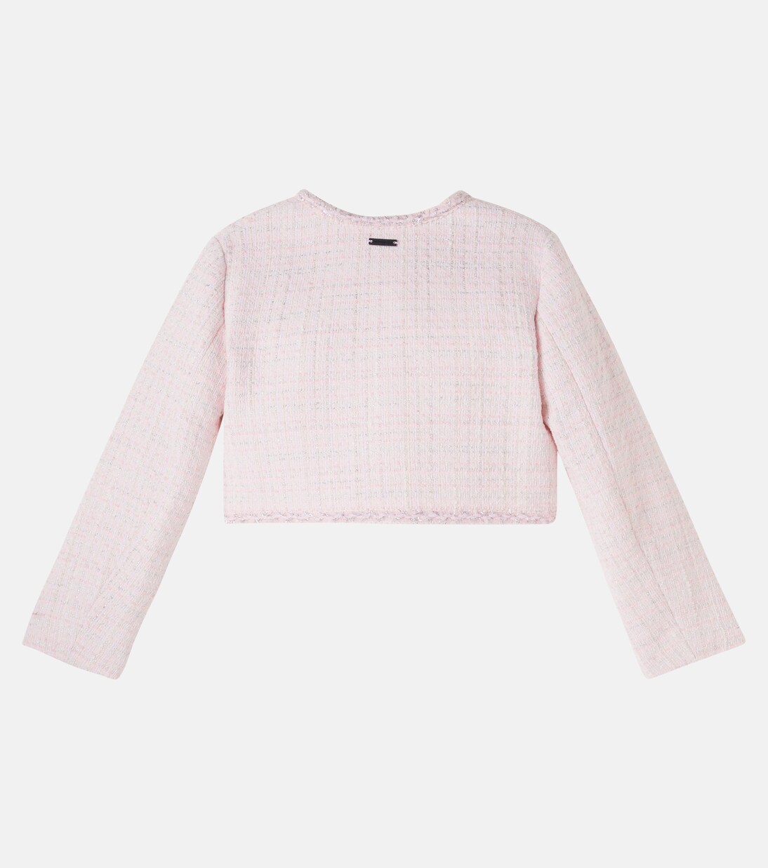 Cropped cotton-blend lamé tweed jacket | Monnalisa