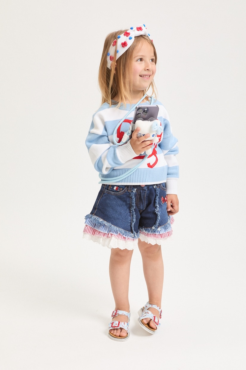 Embellished fringed denim shorts  | Monnalisa