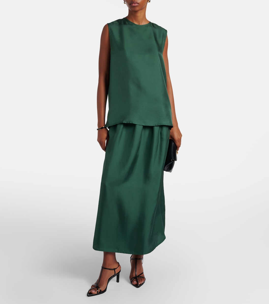 Roma silk twill maxi skirt | Asceno
