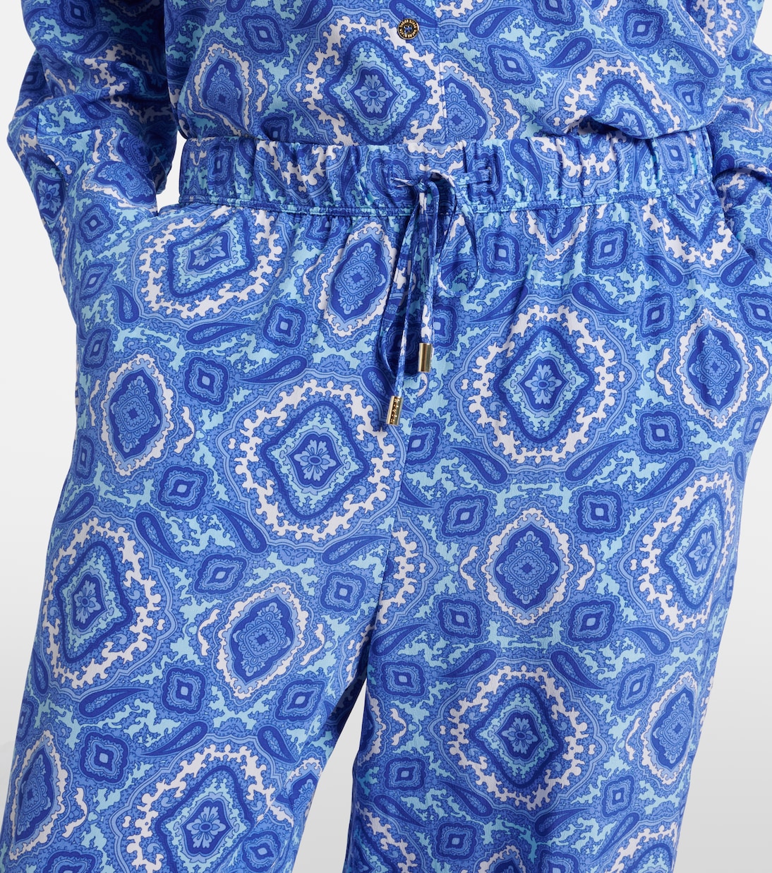 بنطلون واسع من الحرير بطبعات Mykonos | Heidi Klein