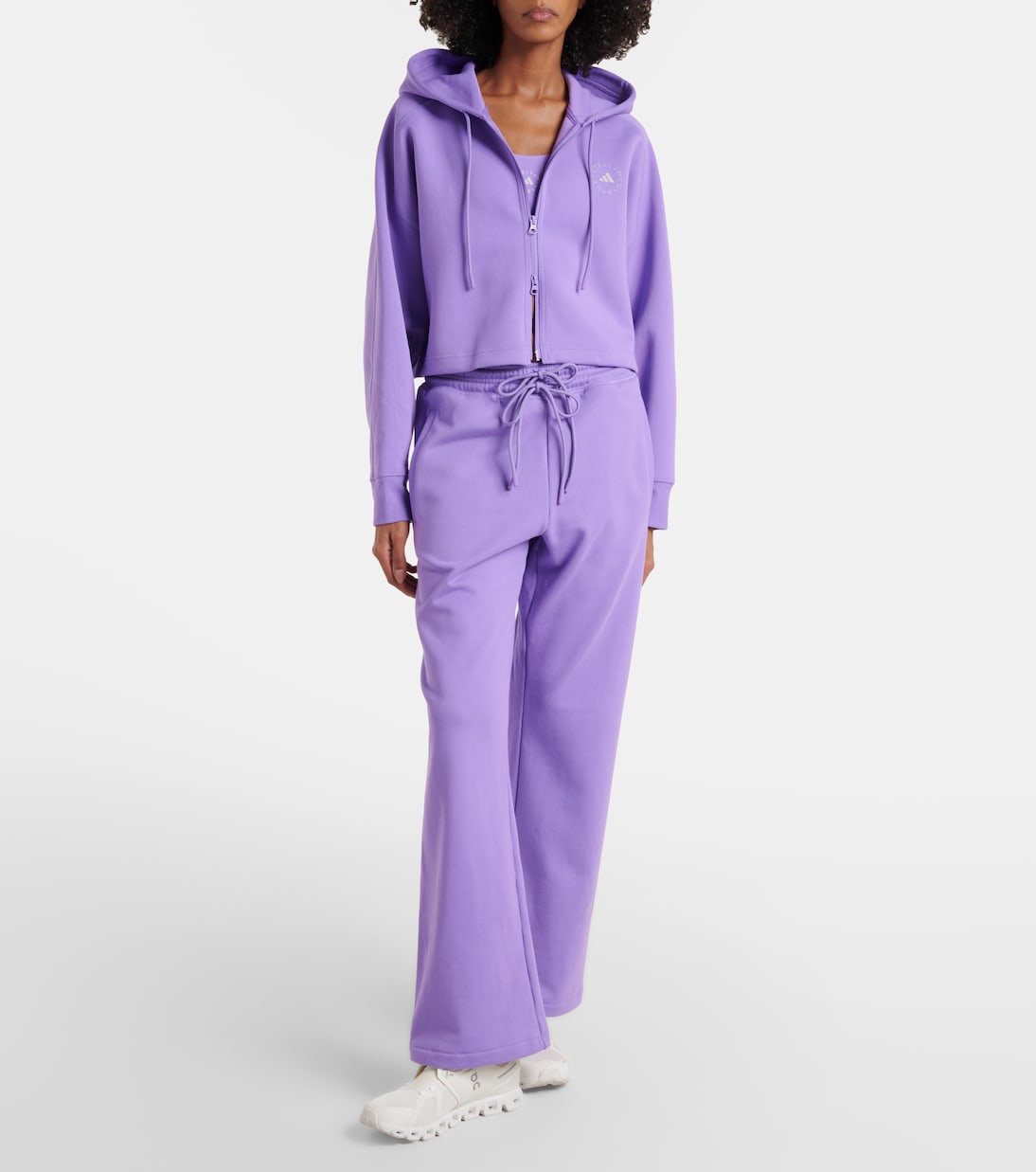 Logo cropped cotton-blend hoodie | Adidas by Stella McCartney