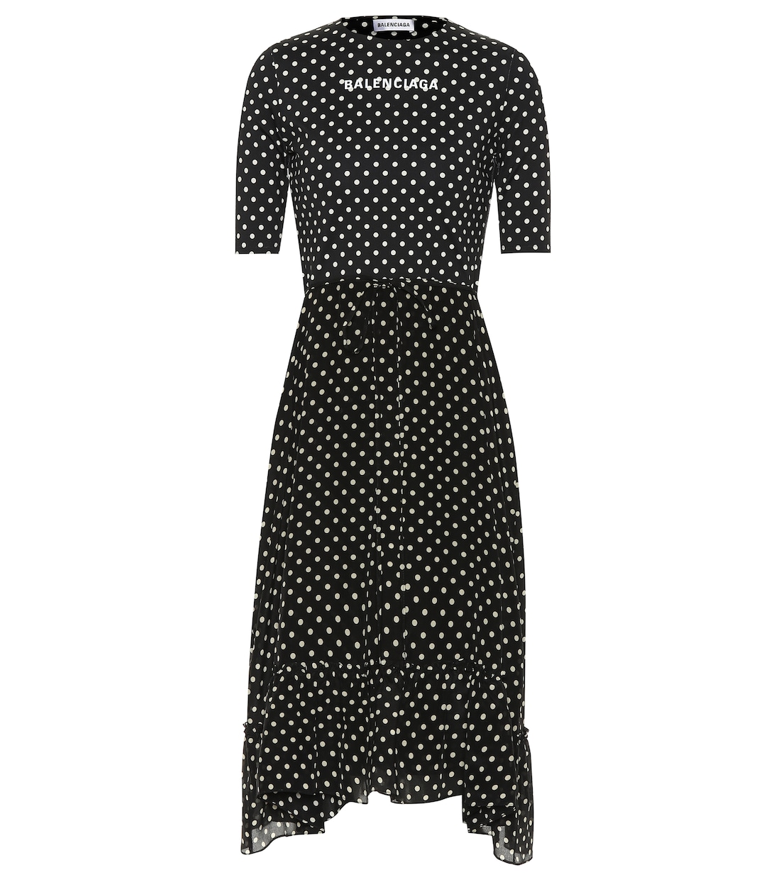 Crêpe polka-dot midi dress | Balenciaga