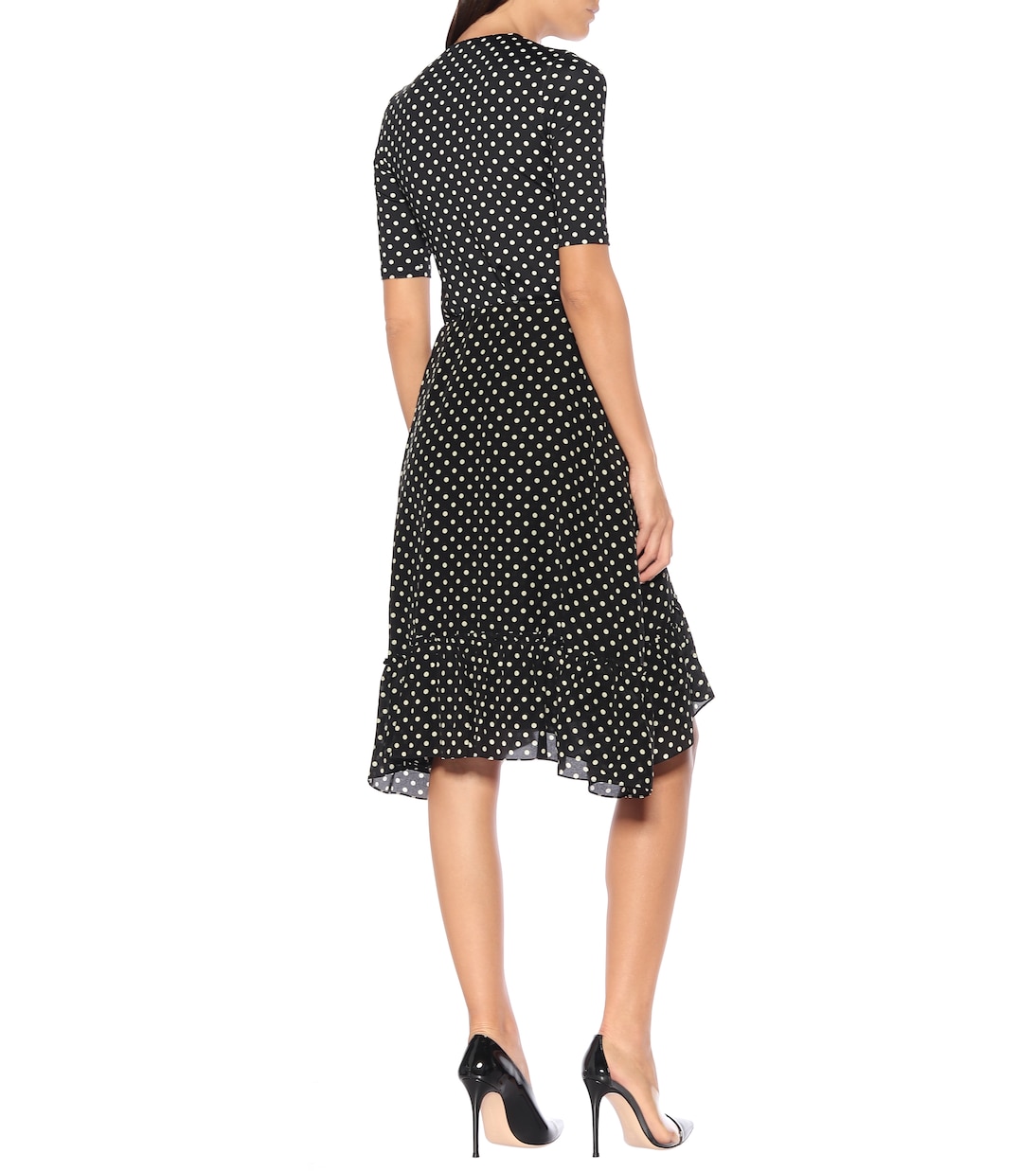 Crêpe polka-dot midi dress | Balenciaga