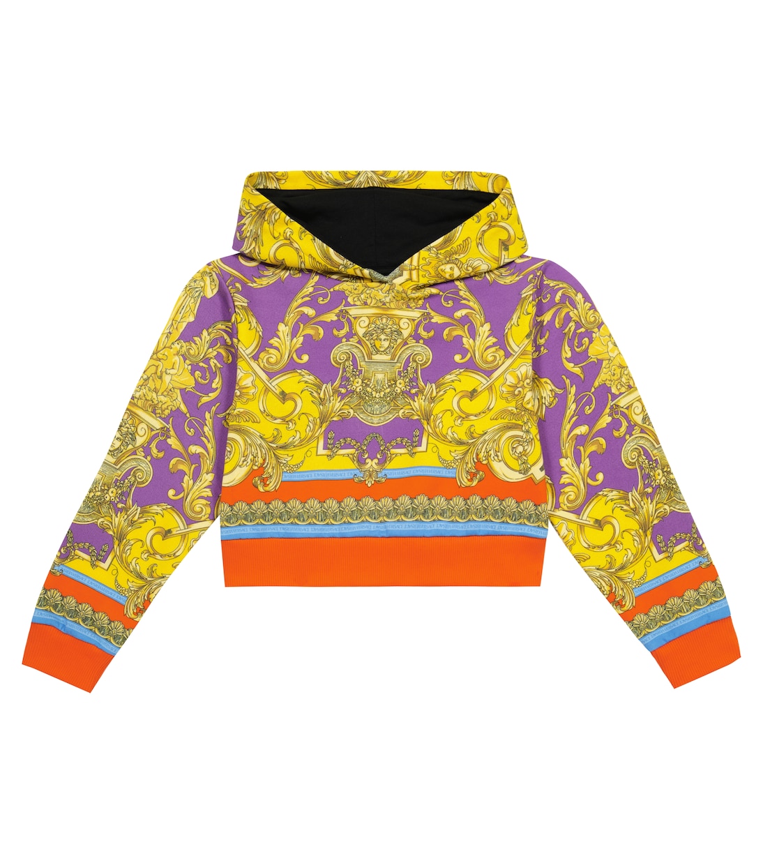 Felpa in cotone con cappuccio e stampa Barocco | Versace Kids