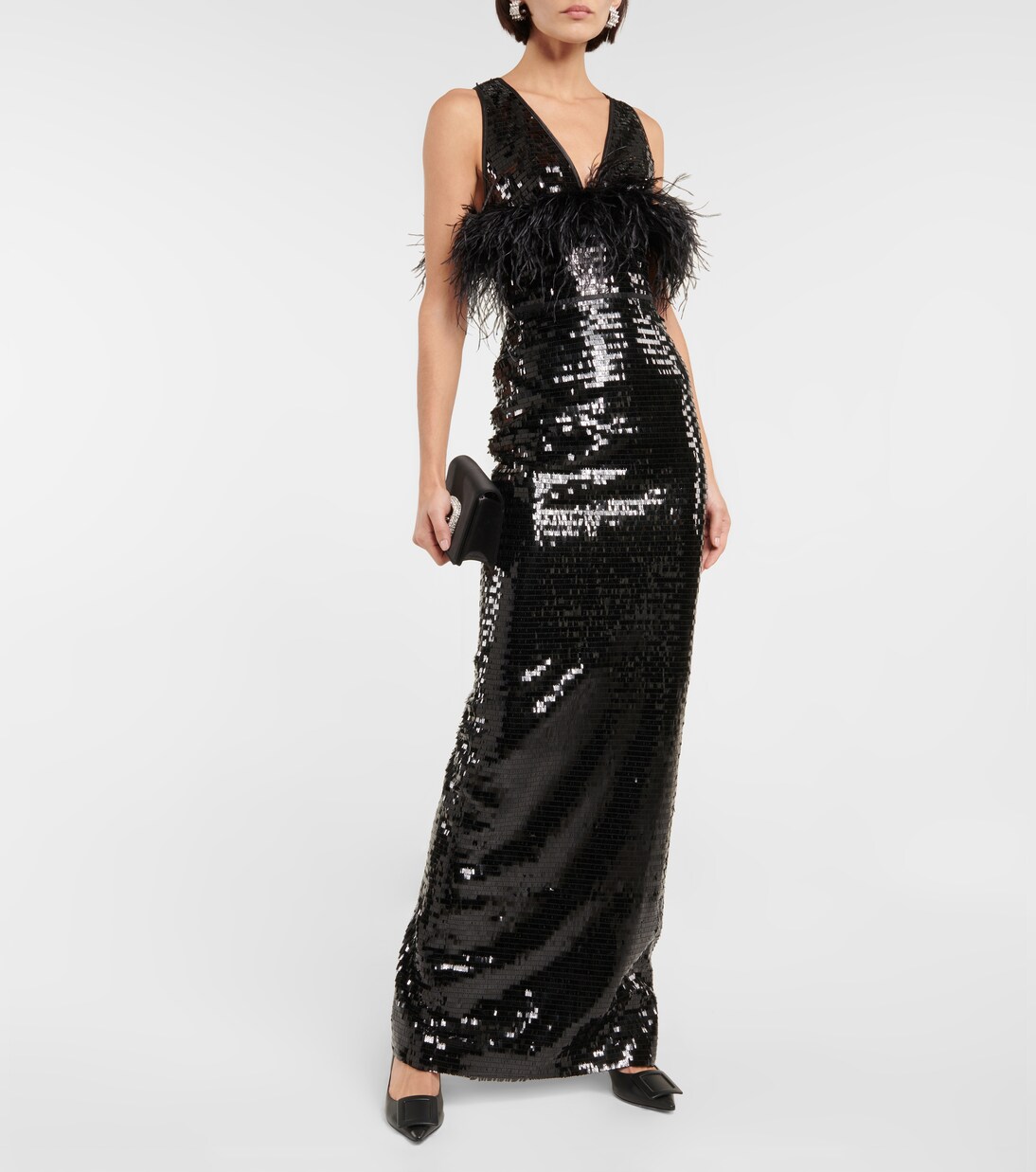 Robe mit Pailletten und Federn | Rasario