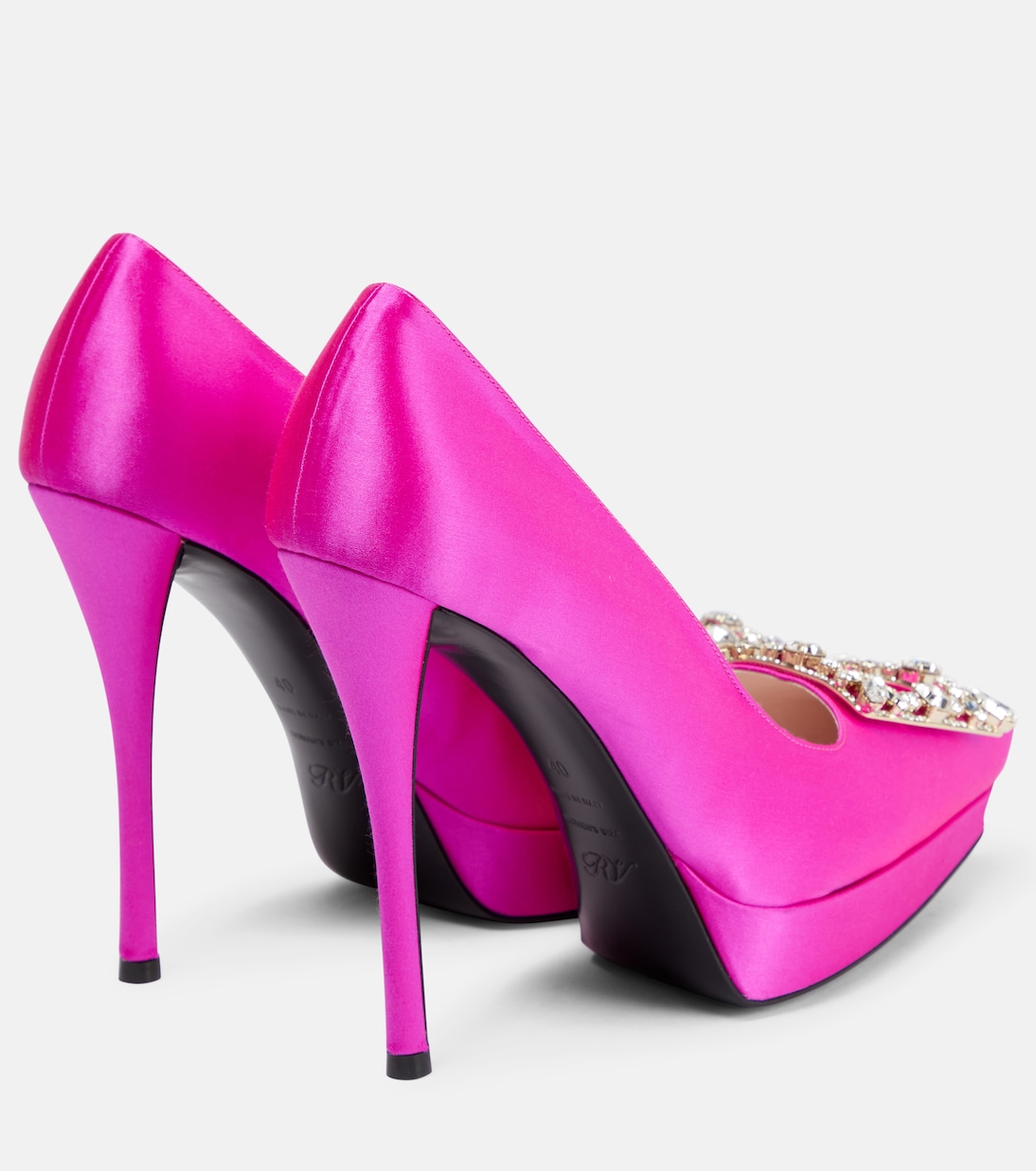 Flower Strass satin platform pumps | Roger Vivier