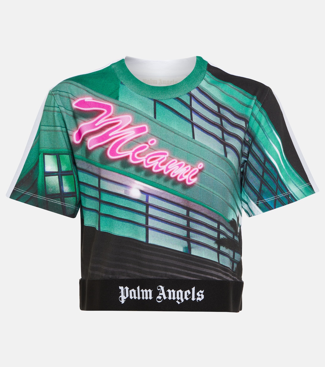 Printed cropped cotton T-shirt | Palm Angels