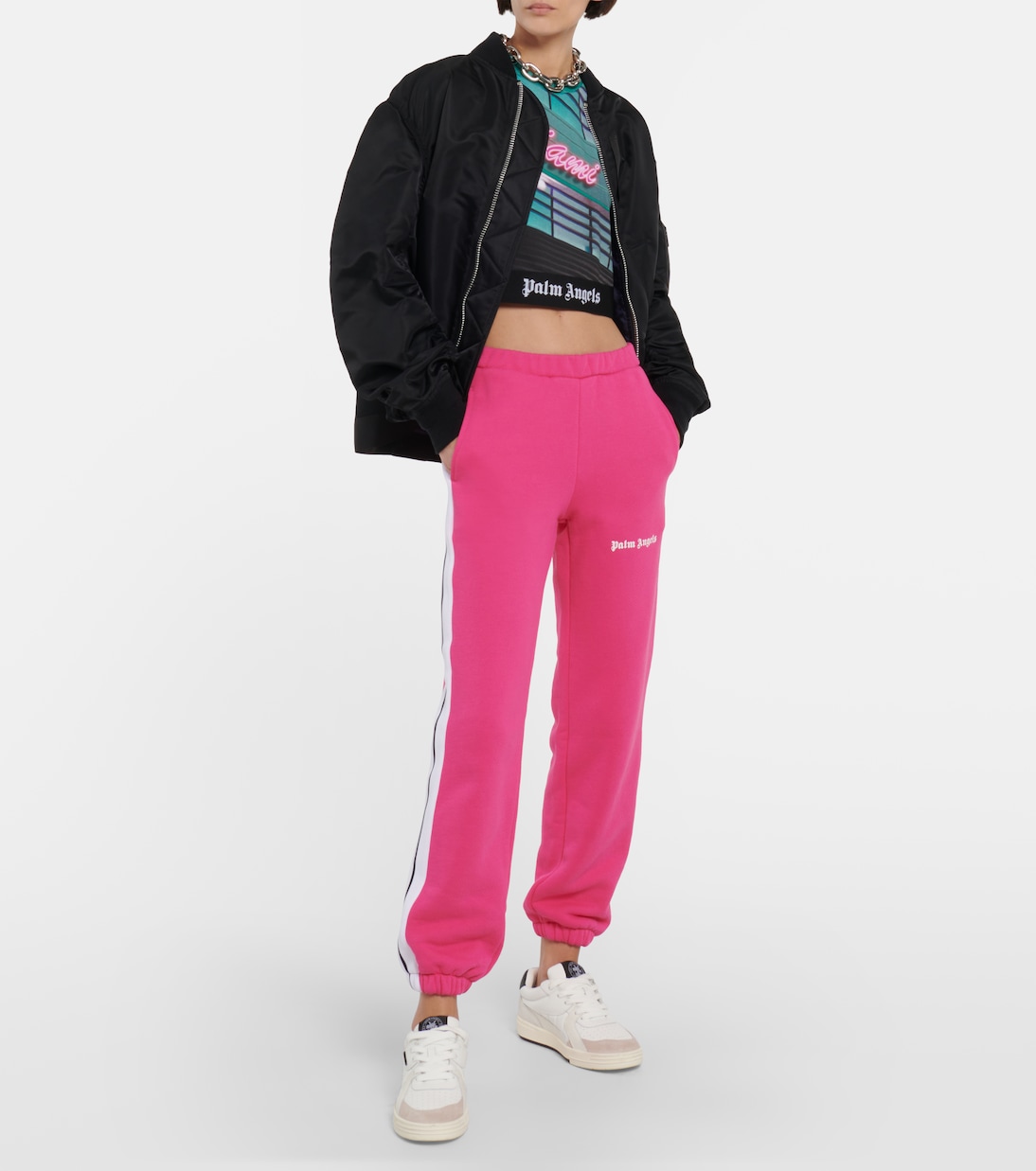 Printed cropped cotton T-shirt | Palm Angels