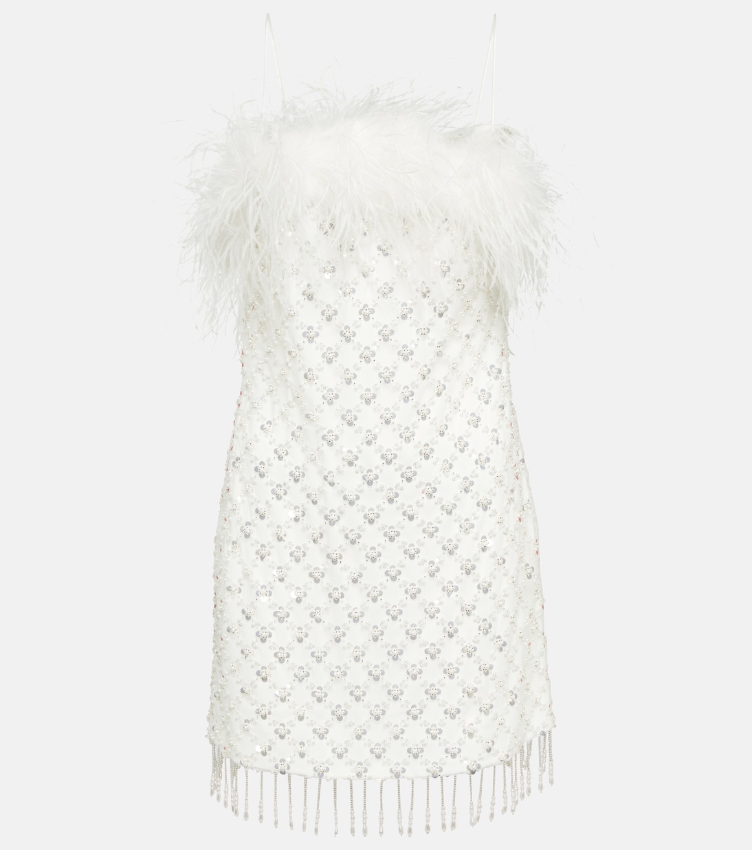 Feather-trimmed embellished minidress | Rebecca Vallance