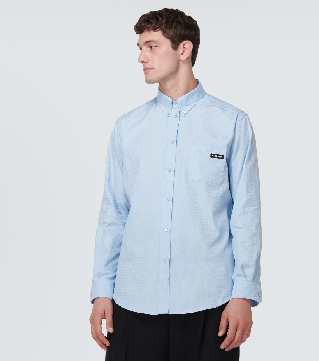 Camicia in popeline di cotone con logo | Miu Miu