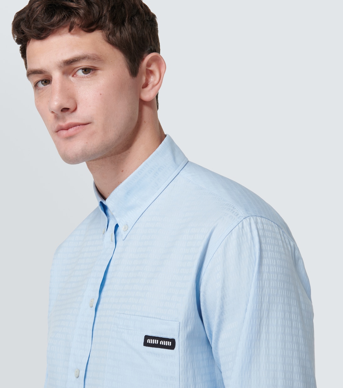 Camicia in popeline di cotone con logo | Miu Miu