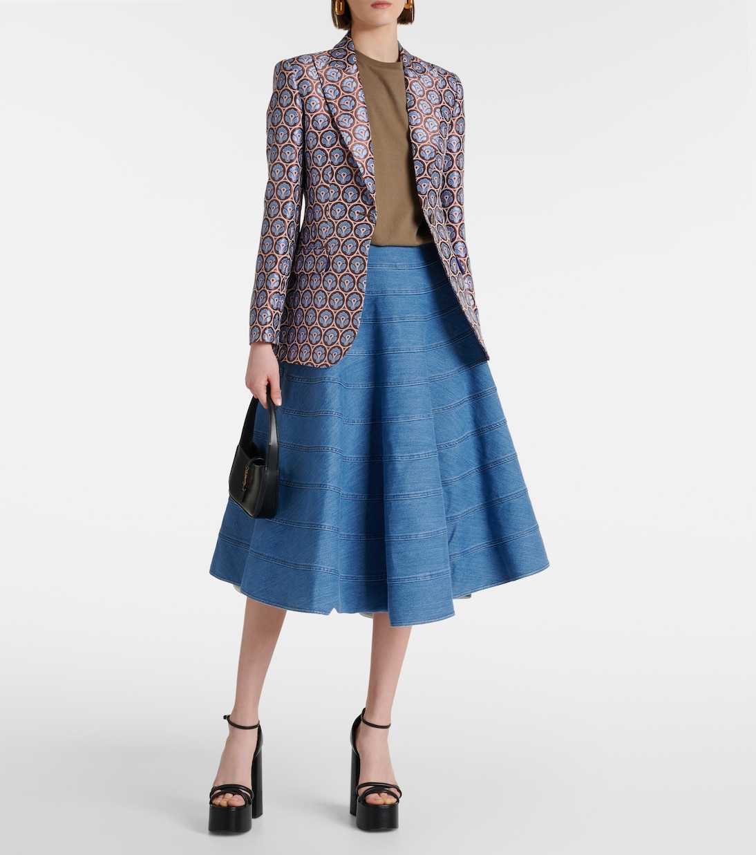 Falda midi Grace de denim con paneles | Altuzarra