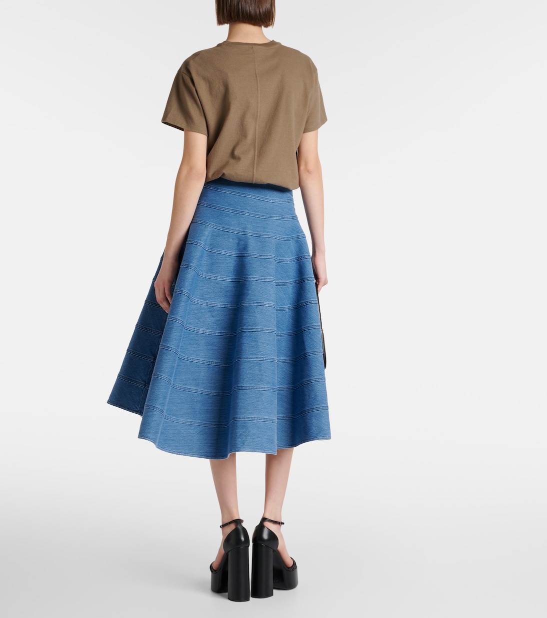Falda midi Grace de denim con paneles | Altuzarra