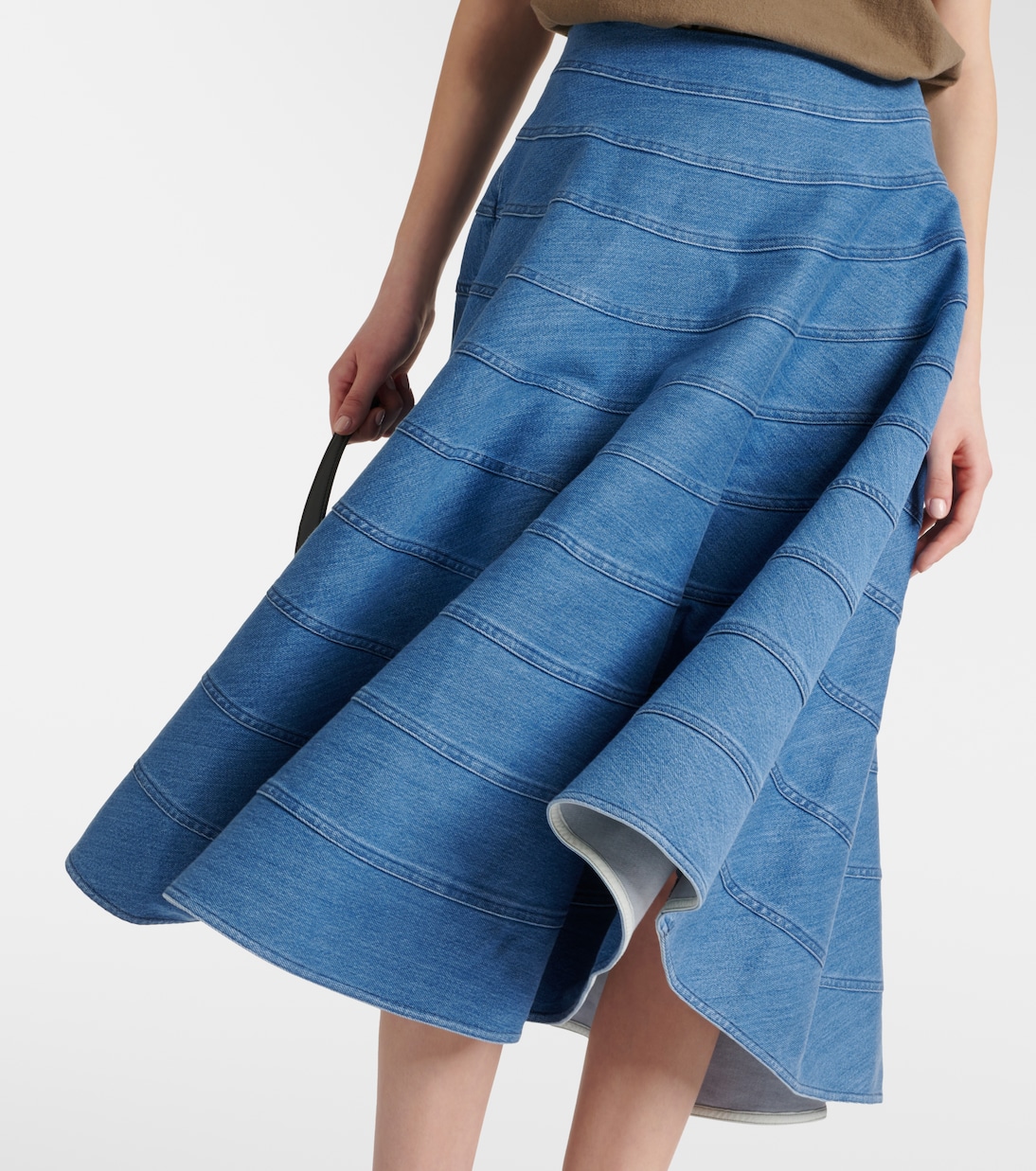 Falda midi Grace de denim con paneles | Altuzarra