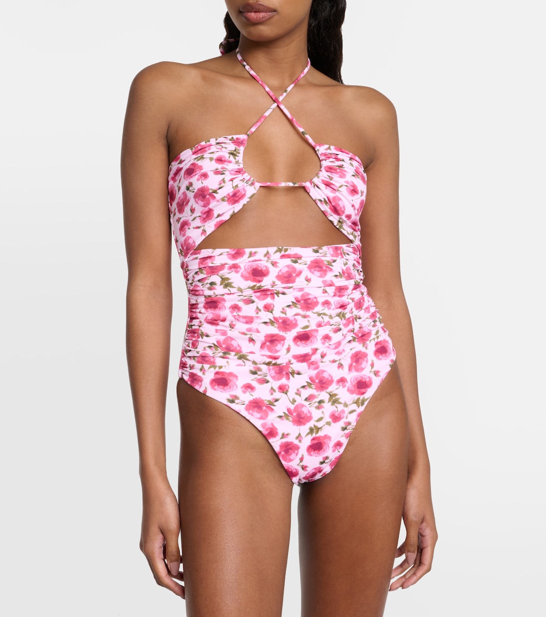 Floral halterneck swimsuit | Magda Butrym